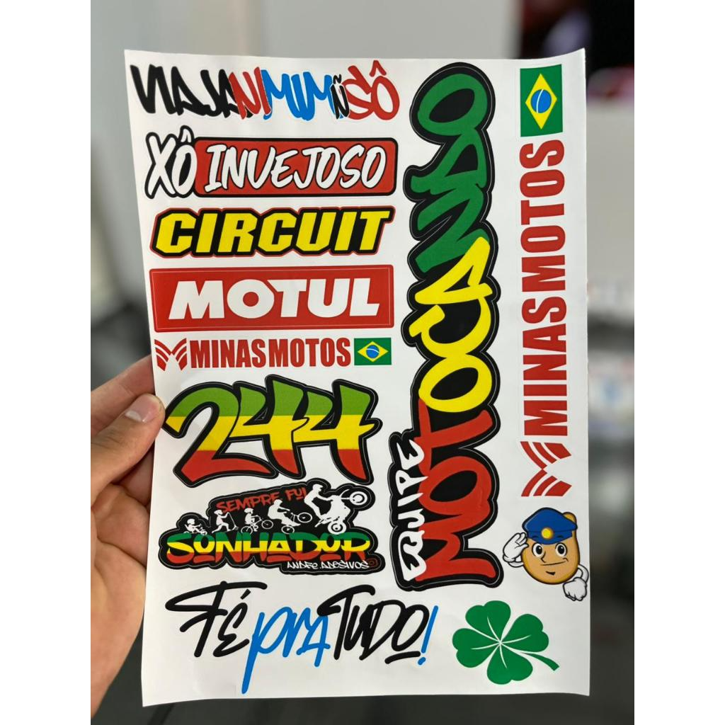 ð️ Kit 5 Cartelas de Adesivos de Moto 30x20cm ð§ À Prova D’Água | ð Alta Fixação - Imagem 4