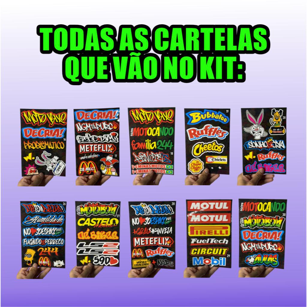 KIT 10 CARTELAS DE ADESIVOS LAMINADAS NÃO RISCA E NÃO DESBOTA LANÇAMENTO ALTA QUALIDADE MOTO CAPACETE BIKE CARRO - Imagem 2