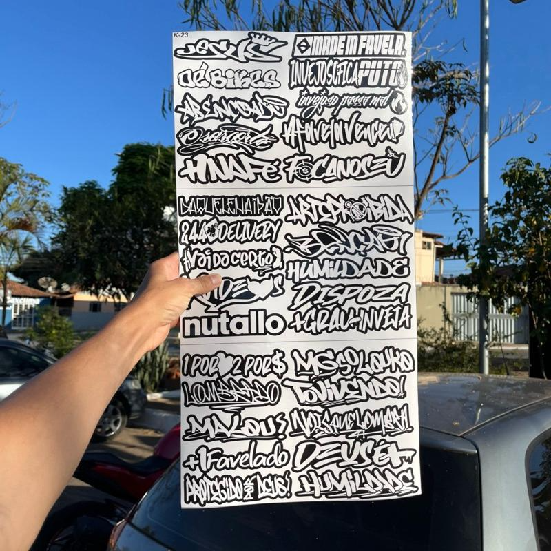 Super Cartela 30 Adesivos Laminados Premium Não desbota, não arranha – Plotar e Adesivar Capacete, Moto, Carro, bike - Imagem 4