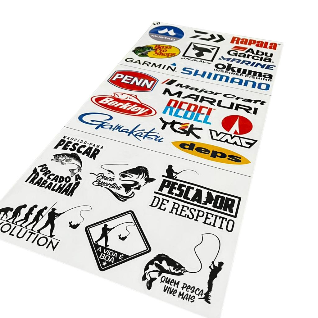 ð£ Super Cartela de Adesivos Pesca Esportiva – 25 Adesivos | 60x30 cm | Laminado Premium | À Prova d’Água ð£ - Imagem 3