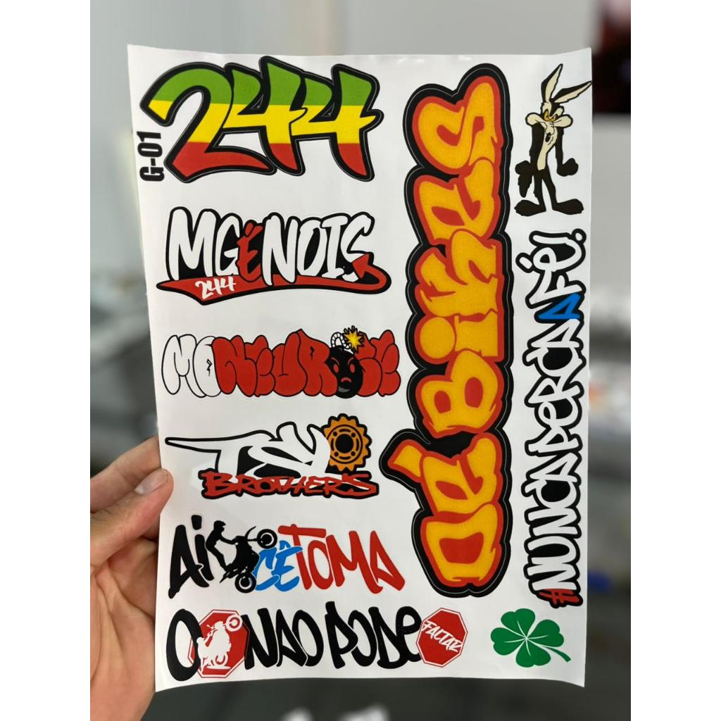 ð️ Kit 5 Cartelas de Adesivos de Moto 30x20cm ð§ À Prova D’Água | ð Alta Fixação - Imagem 5