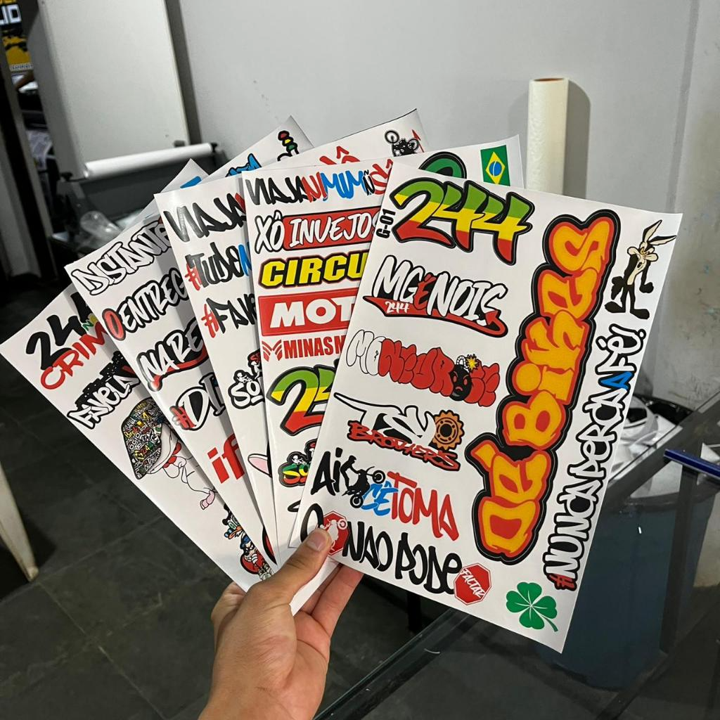 ð️ Kit 5 Cartelas de Adesivos de Moto 30x20cm ð§ À Prova D’Água | ð Alta Fixação - Imagem 2