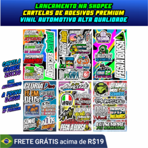 CARTELA DE ADESIVOS VINIL AUTOMOTIVO ALTA QUALIDADE A PROVA D AGUA 20X30 Não Desbota Moto Carro CAMINHÃO