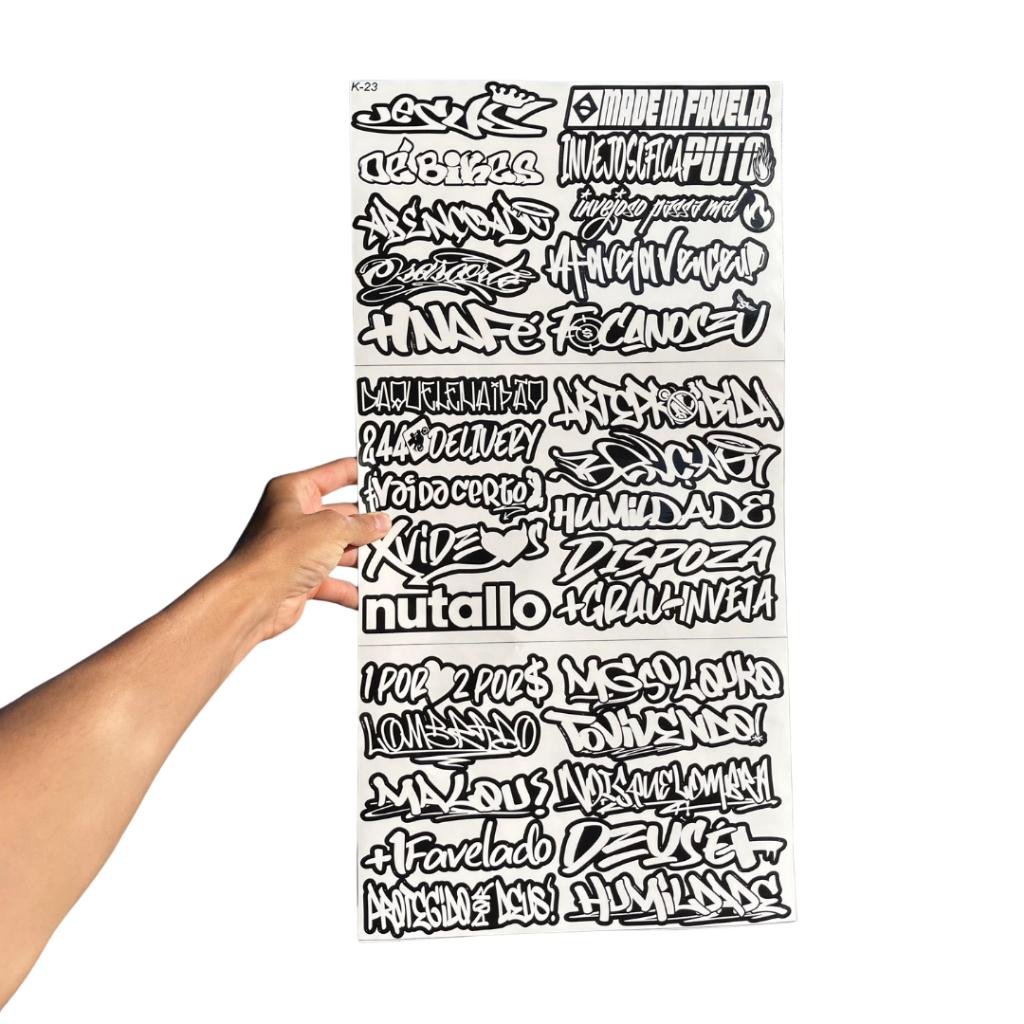 Super Cartela 30 Adesivos Laminados Premium Não desbota, não arranha – Plotar e Adesivar Capacete, Moto, Carro, bike