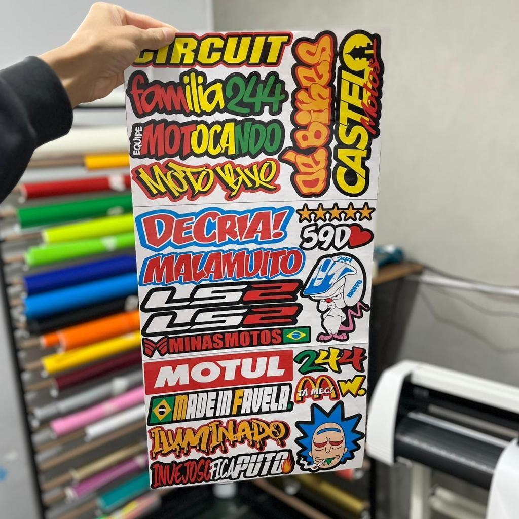 Super Cartela 23 Adesivos Laminados Premium Não desbota, não arranha – Plotar e Adesivar Capacete, Moto, Carro, bike - Imagem 4