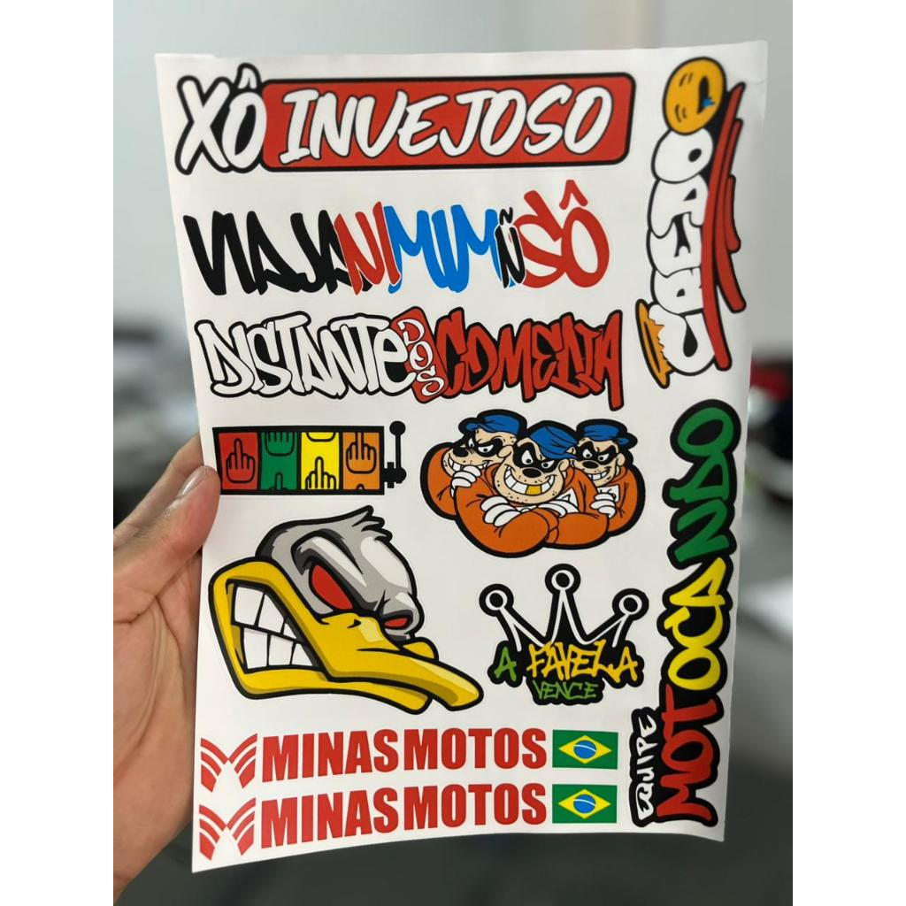 ð️ Kit 5 Cartelas de Adesivos de Moto 30x20cm ð§ À Prova D’Água | ð Alta Fixação - Imagem 6