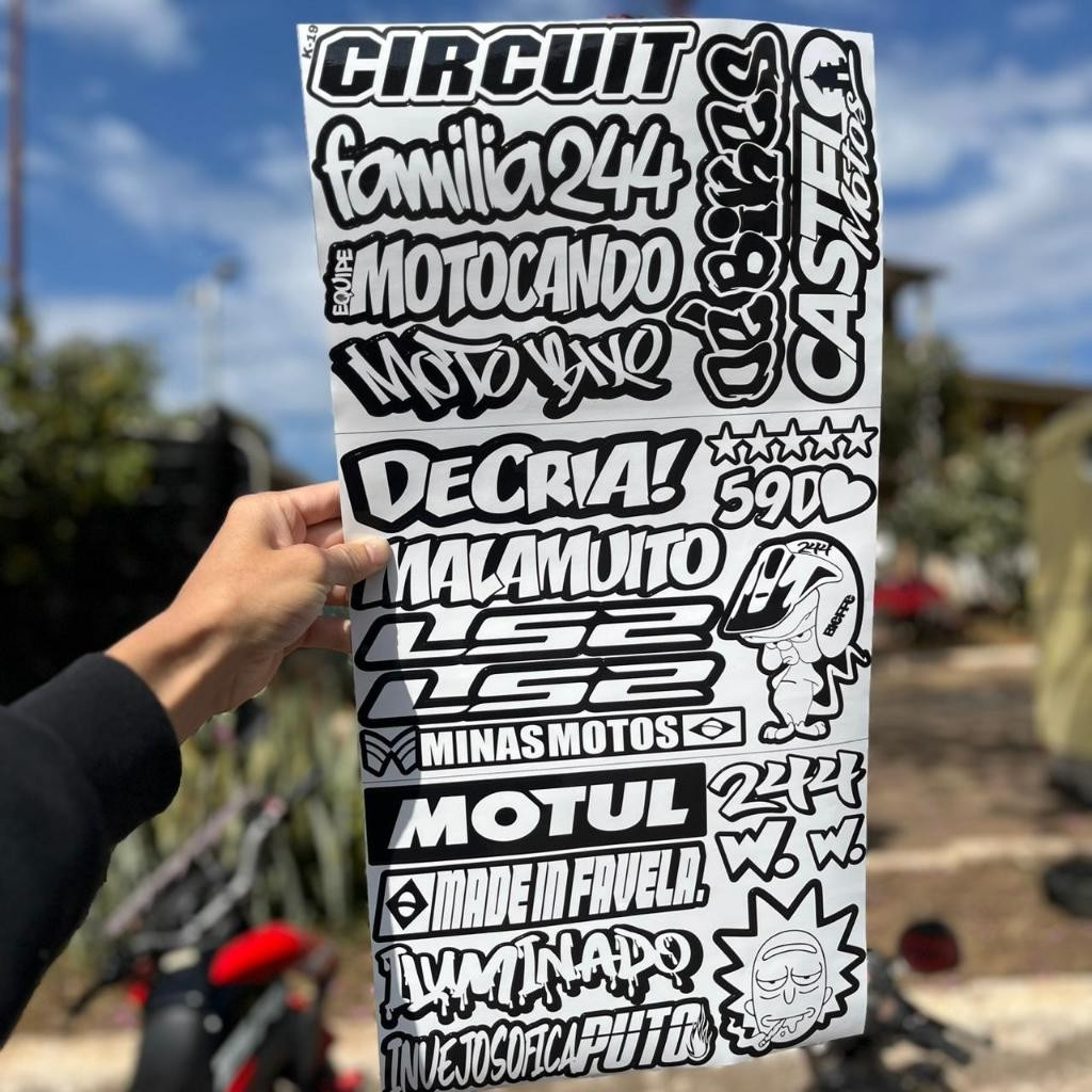 Super Cartela 23 Adesivos Laminados Premium Não desbota, não arranha – Plotar e Adesivar Capacete, Moto, Carro, bike - Imagem 2