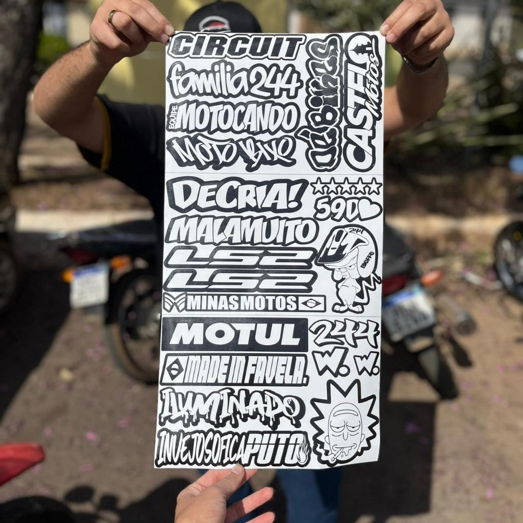 Super Cartela 23 Adesivos Laminados Premium Não desbota, não arranha – Plotar e Adesivar Capacete, Moto, Carro, bike - Imagem 4