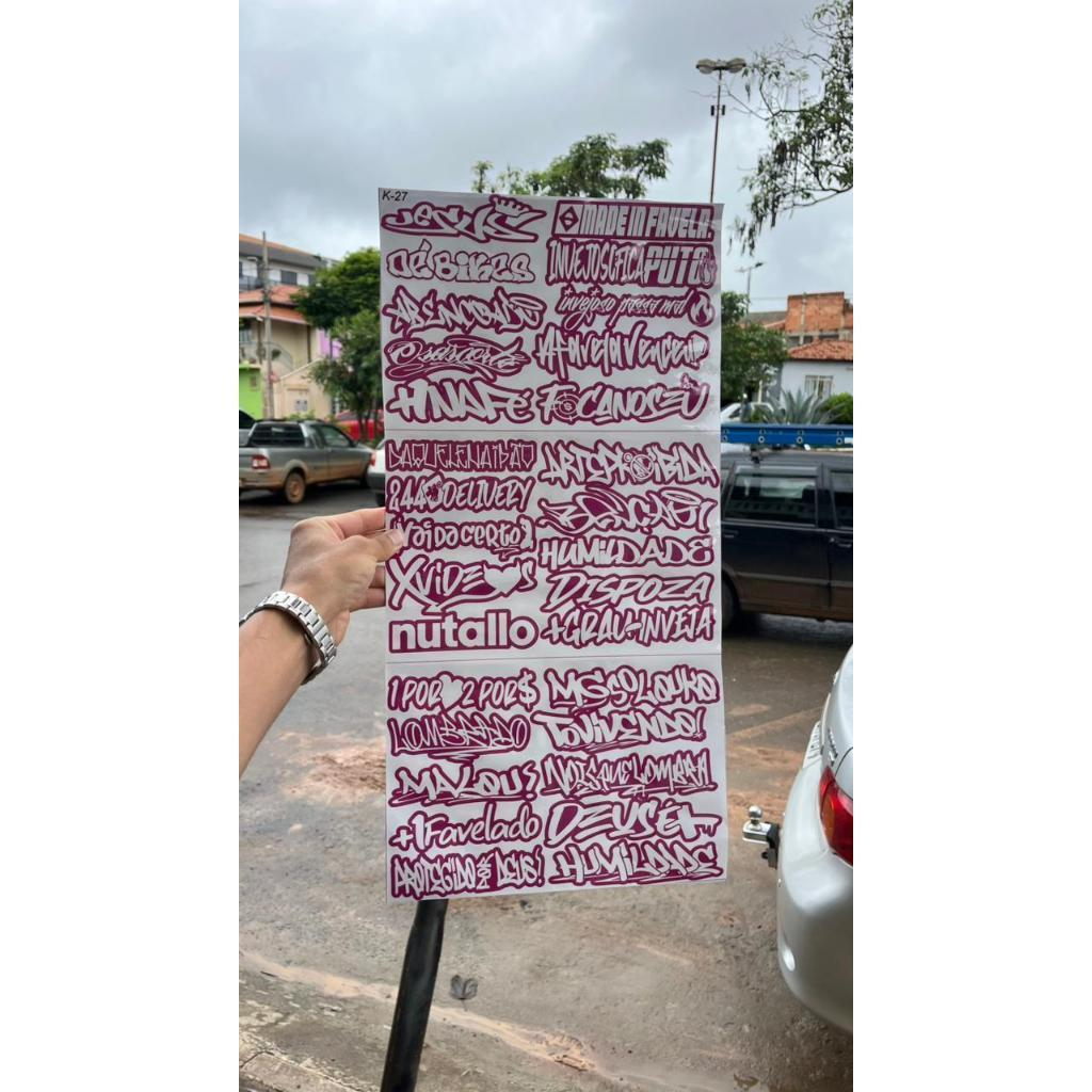 Super Cartela 30 Adesivos Laminados Premium de BH Roxo e Branco – Plotar e Adesivar Capacete, Moto, Carro, bike - Imagem 2