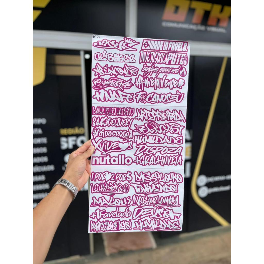 Super Cartela 30 Adesivos Laminados Premium de BH Roxo e Branco – Plotar e Adesivar Capacete, Moto, Carro, bike - Imagem 3