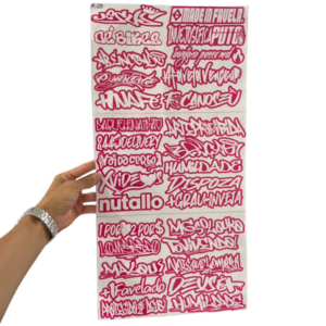 Super Cartela 30 Adesivos Laminados Premium de BH Rosa e Branco – Plotar e Adesivar Capacete, Moto, Carro, bike